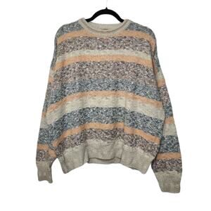 Vintage Grandpa Crewneck Sweater Art Stripe Earth Tones Shirt Top VTG 90s 80s